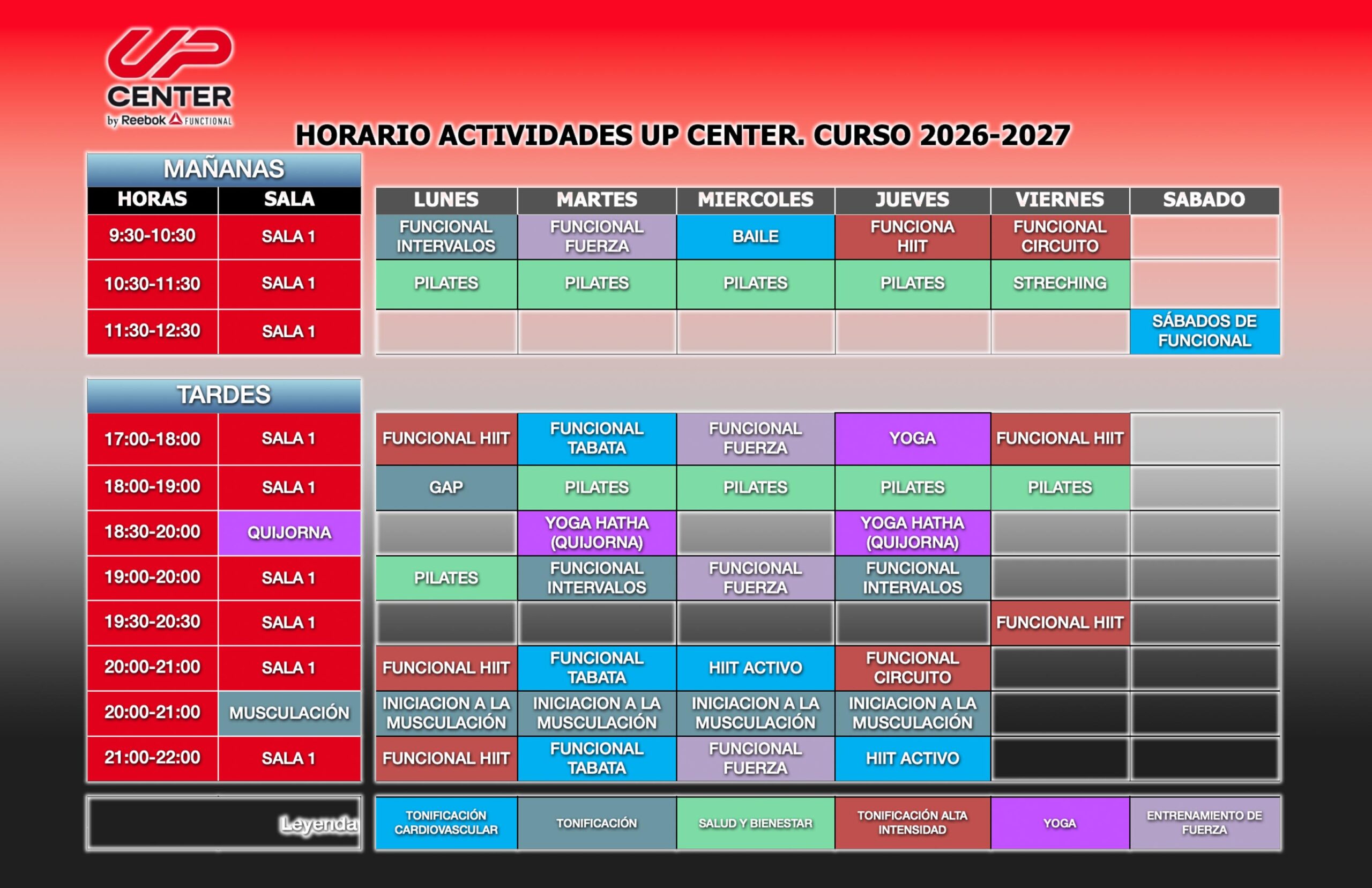 HORARIOS UP Center FEBRERO 2026